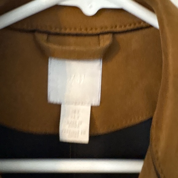 H&M Camel Faux Suede Moto Jacket Cropped Size 2 - Picture 2 of 8